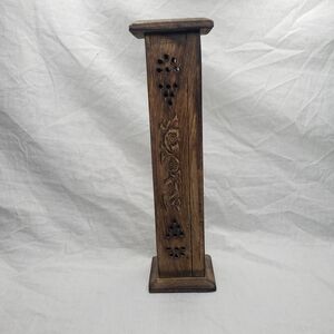 Boho Carved Wood Incense Cone Tower
